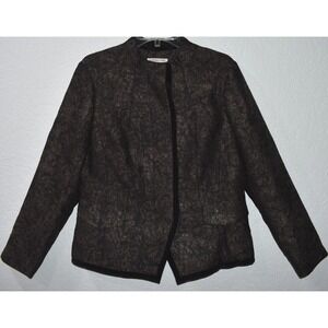 Coldwater Creek Blazer Petite 12 Paisley Jacquard Dressy Jacket Metallic Gray